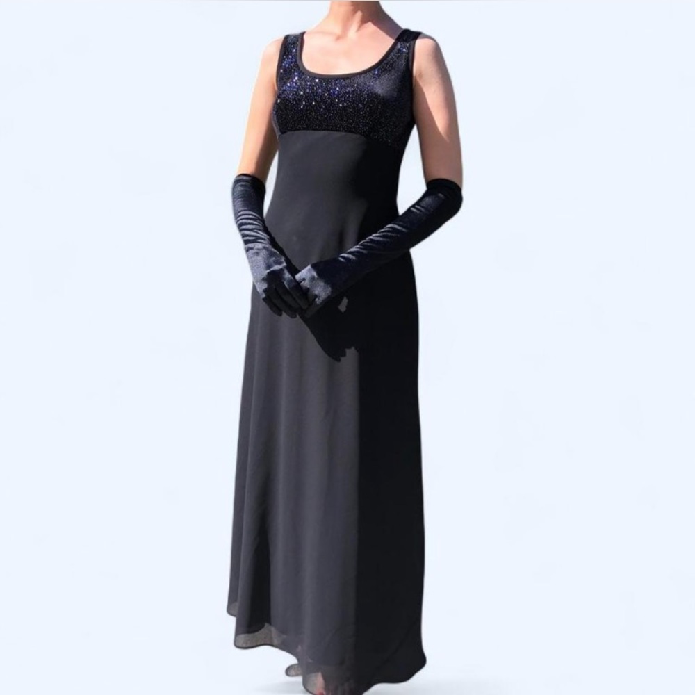 Alex Evenings Black Sleeveless Evening Gown with Sparkle Bodice